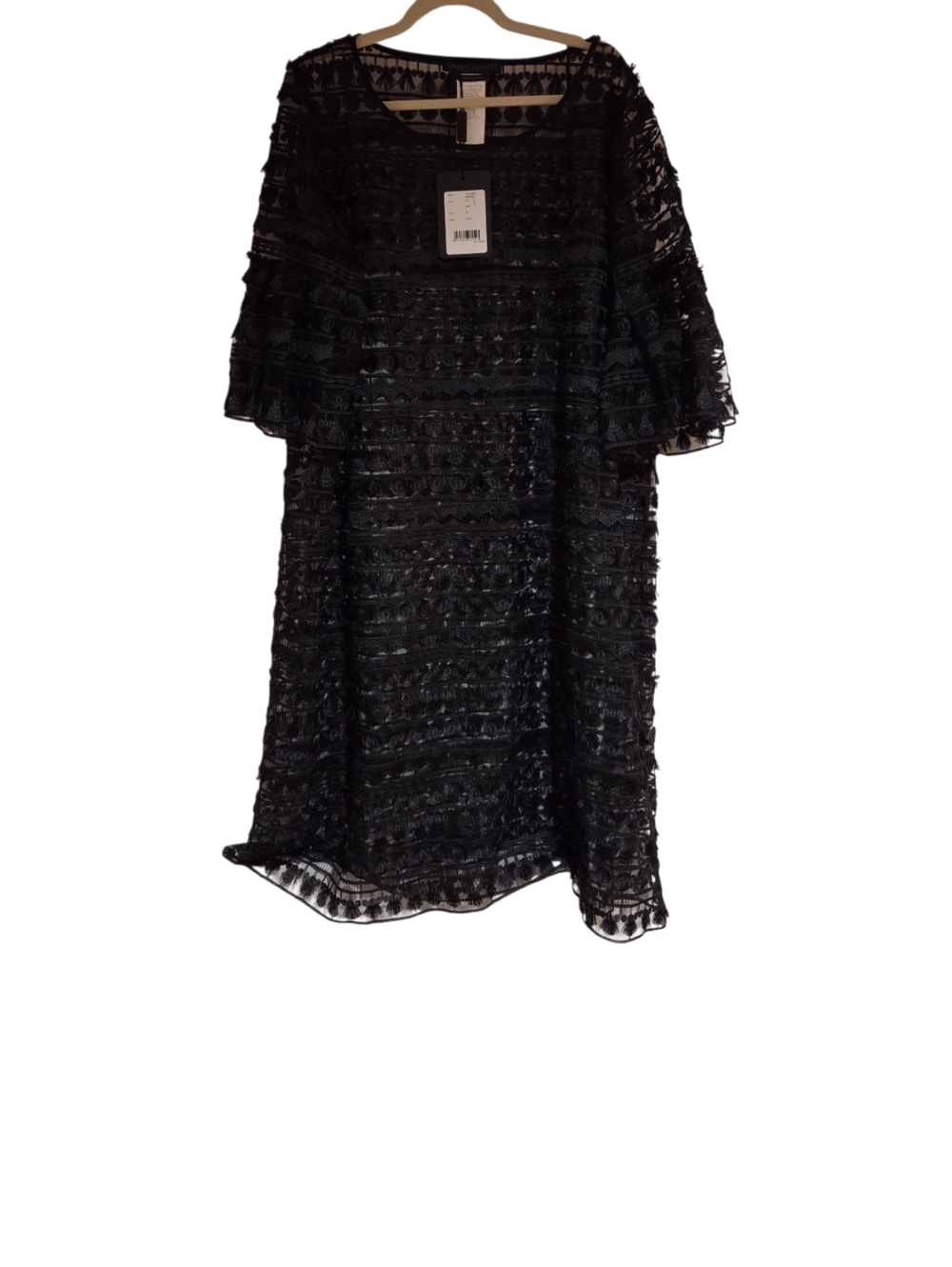 Marina Rinaldi Diaspro Black Tulle Shift Dress Shell Size 18 Missing Slip $765